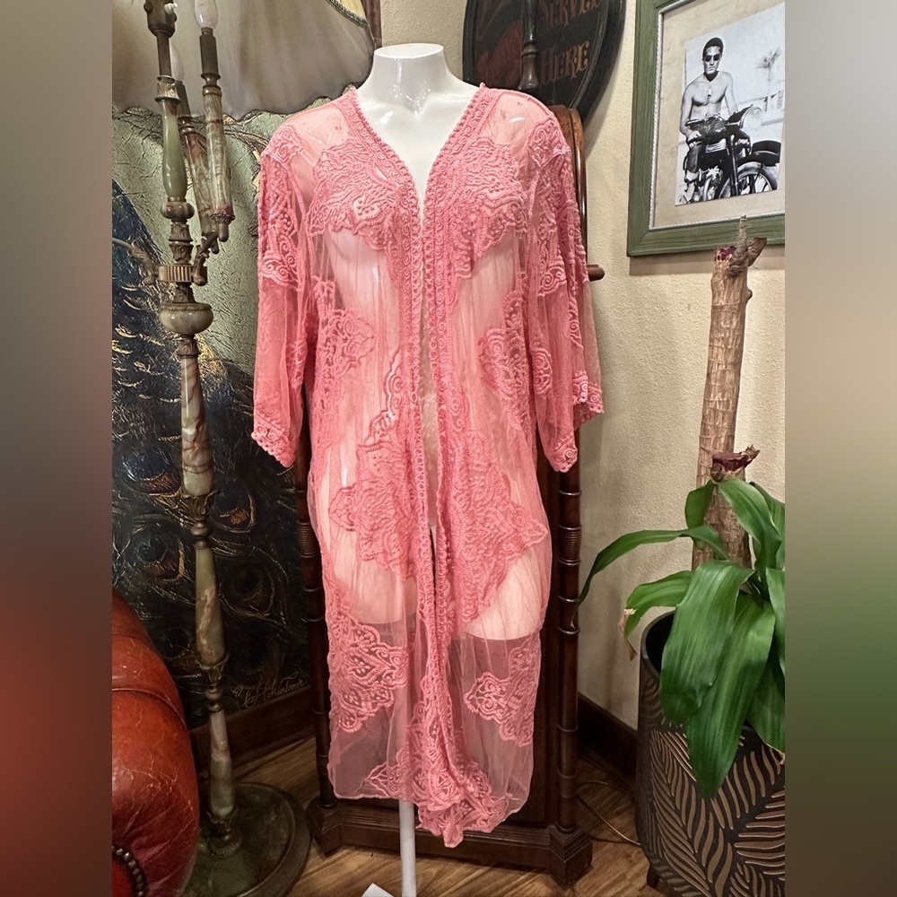 Pink Lace Swim Cover Up EUC